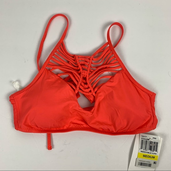 🔥BECCA🔥Swim Electric Current Strappy Halter Bikini Swimsuit Top Medium NWT - Picture 5 of 7